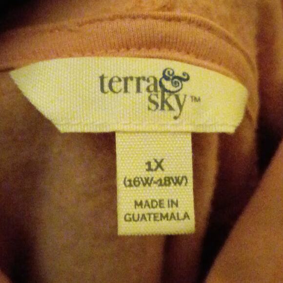 Terra & Sky Women 1x (16W-18W) Peach Hooded Full Zip Soft Athleisure Sweatshirt - Picture 3 of 5